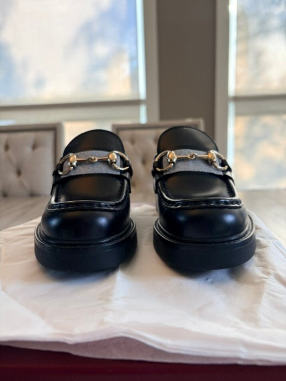 NIB Gucci Horsebit Leather Loafers, Black 34.5 (4.5) - Picture 2 of 13